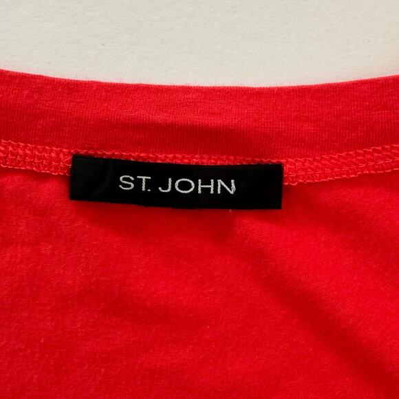 St. John Paillette Sparkly Stretch Jersey Knit Tank Top Blouse Orange Red Medium - Picture 8 of 11